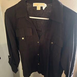 Michael Kors Brown Button-Up Shirt